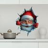 3D Stereo Santa Claus Break-Through Wall Decal Paper Christmas Wall Stickers Removable Holiday Decor for Home and Living Spaces