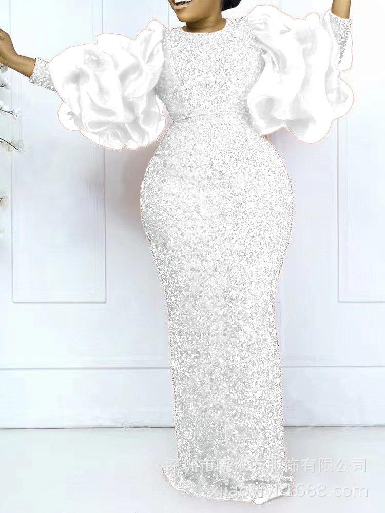 Women`s Long Sleeve Puff Sleeve Mermaid