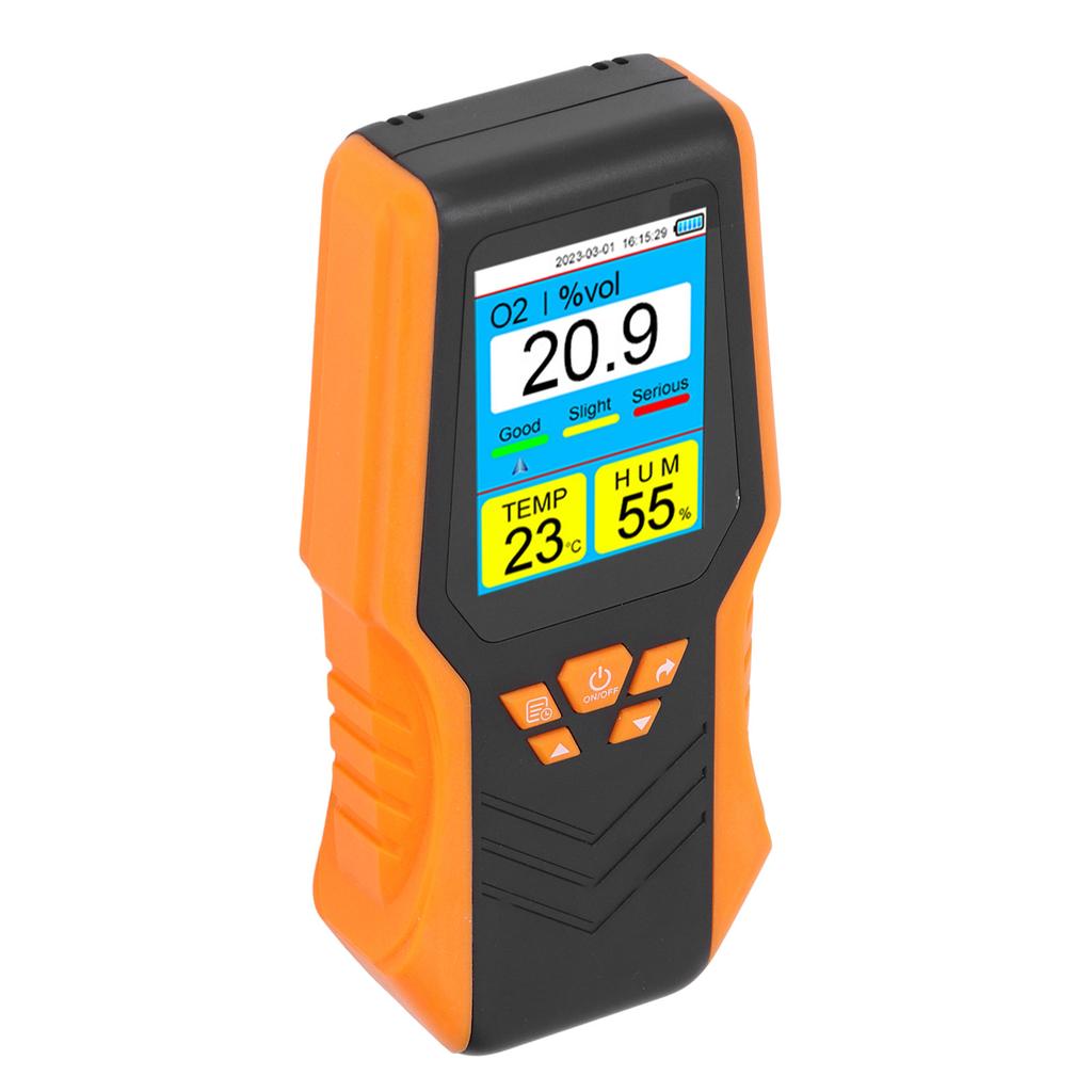 Handheld O2 Detector with Time and Date Display High Accuracy Digital O2 Temperature Humidity