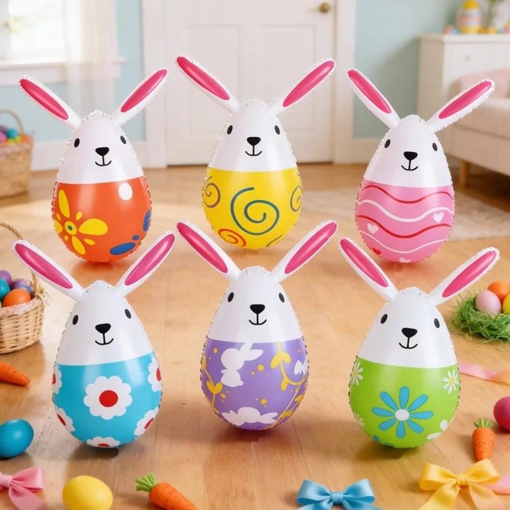 Safe Easter Inflatable Rabbit Cute Inflatable Easter Eggs Easter Rabbit Eggs Balloon  Garden Decor