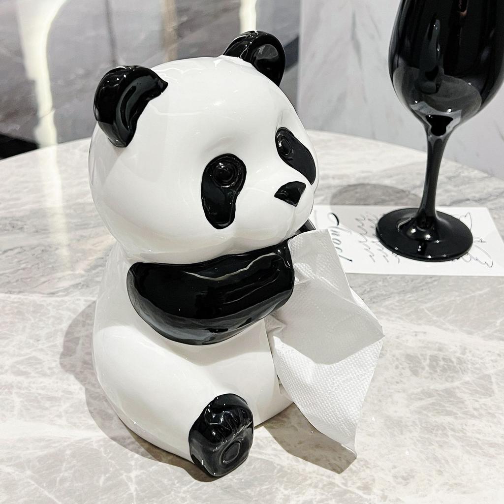 Ceramic Panda Tissue Box Living Room Tissue Boxes Wet Wipes Dispenser Creative Living Room Ornaments Creative Napkin Paper Box