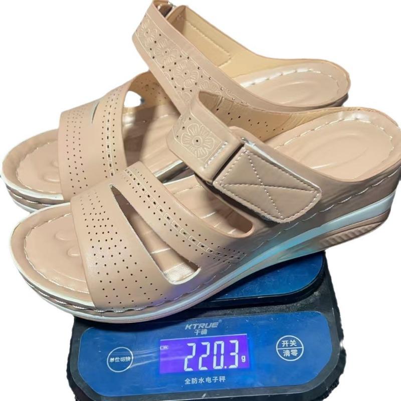 Women's shoes new women's wedge heels slippers one word with snug wedge heels slippers