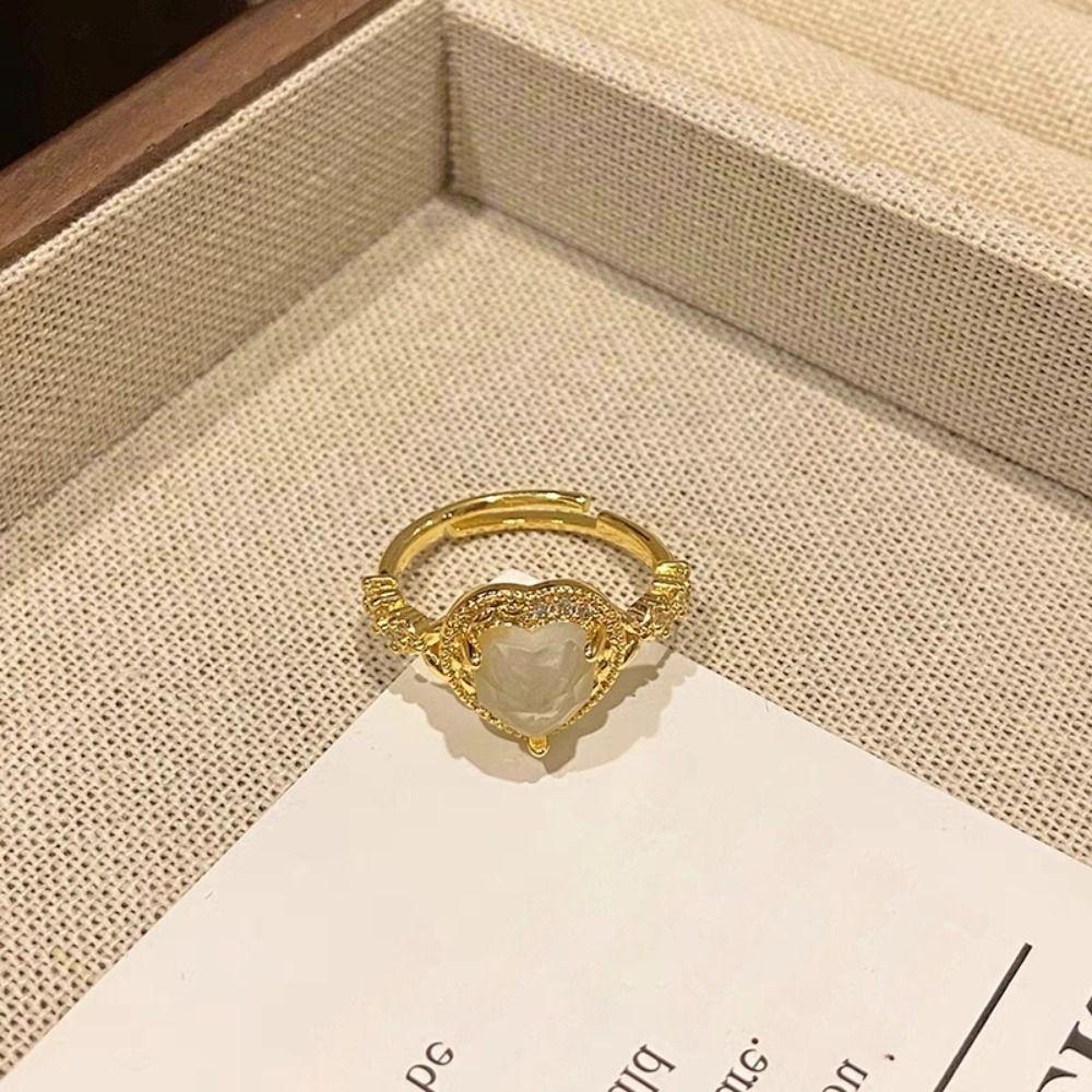 Copper Rinestone Rings Exquisite Vintage Rings Luxury Shining Open Ring  Ladies