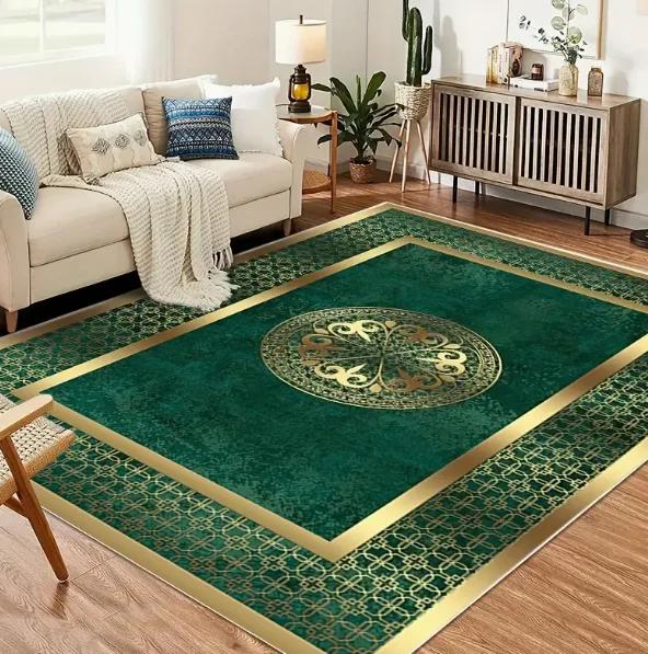 Luxuriöse Chenille-Matte Böhmisch Floral Persische Matte Maschinenwaschbar für Wohnzimmer Schlafzimmer Eingangsbereich Grau Schwarz Boho Bodenmatten