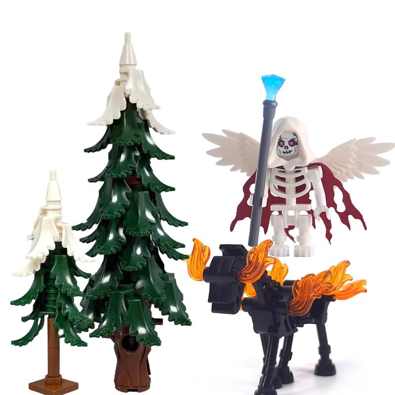 MOC Halloween Building Blocks Skeleton Army Knight Figures Flame Horse Medieval Vampire Furniture Assembly DIY Bricks Toys Gifts