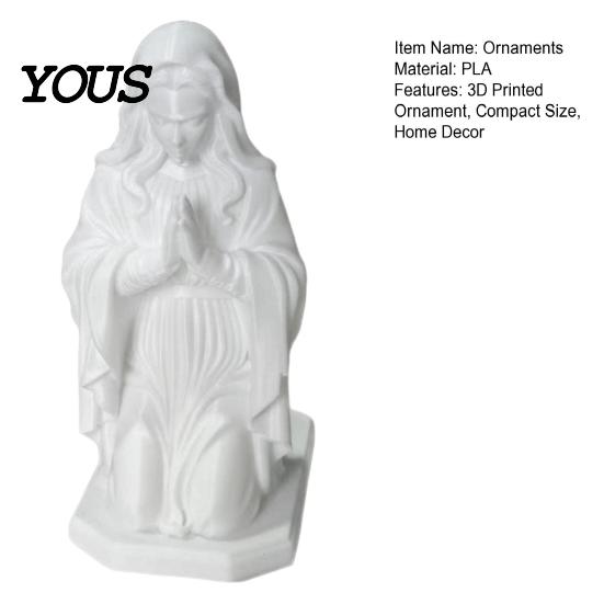 Durable 3D Printed Figure Western Realistic Ornament, Compact Sculpture, Matte White Hexagonal Base Ornament PLA Statue, Stable Decorative Religious