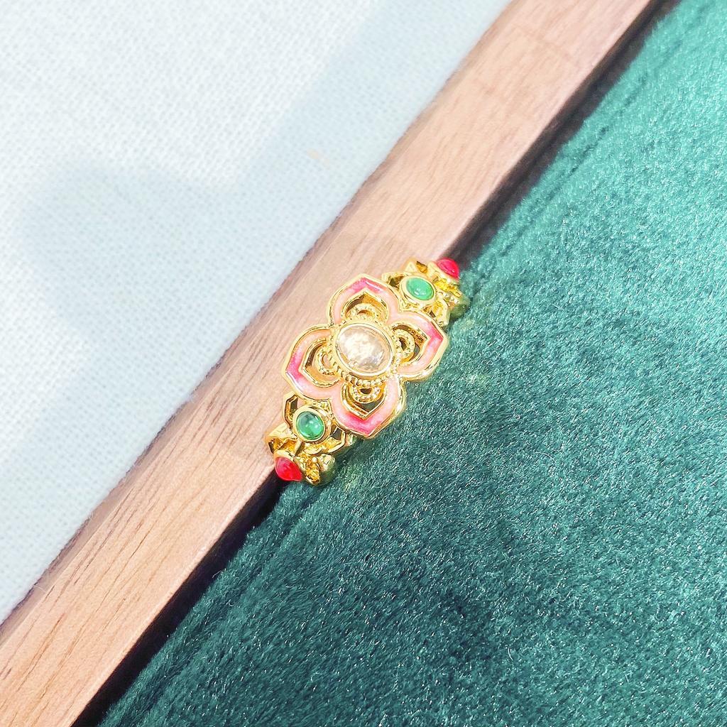 Medieval Personality Retro Dream Pink Butterfly Enamel Drip Open Ring Exquisite Light Luxury Pattern Ring