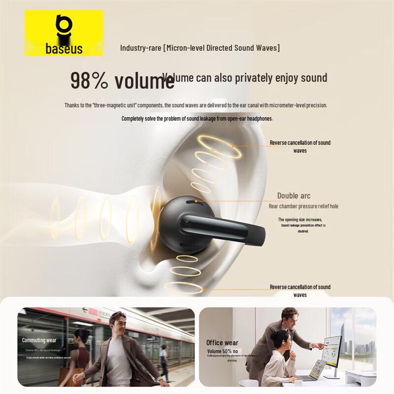 Baseus MC1 AI Bluetooth Ear-Clip Open-Ear Earphones