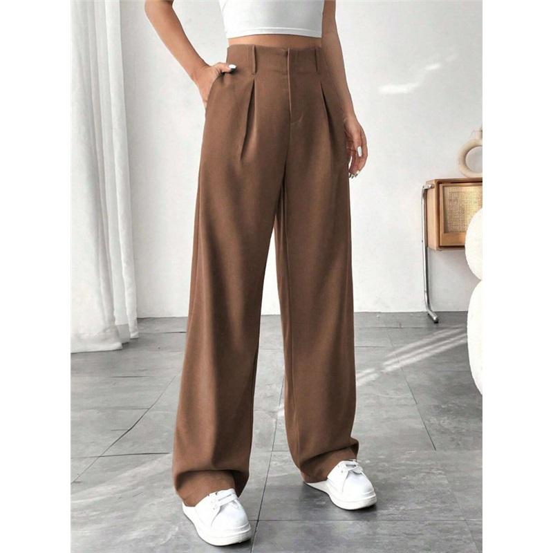 European And American 2025 Commuter High Waisted Loose Fit Trousers Spring Summer Essential Casual Wide Leg Pants For Women