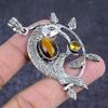 Tiger Eye, Citrine Handmade 925 Sterling Silver Jewelry Pendant 2.56" l8j87