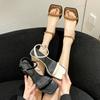 Temperament Sandals Women's 2025 Summer New Square Head Open-toed One-word Buckle High Heels with Skirt and Fairy Shoes