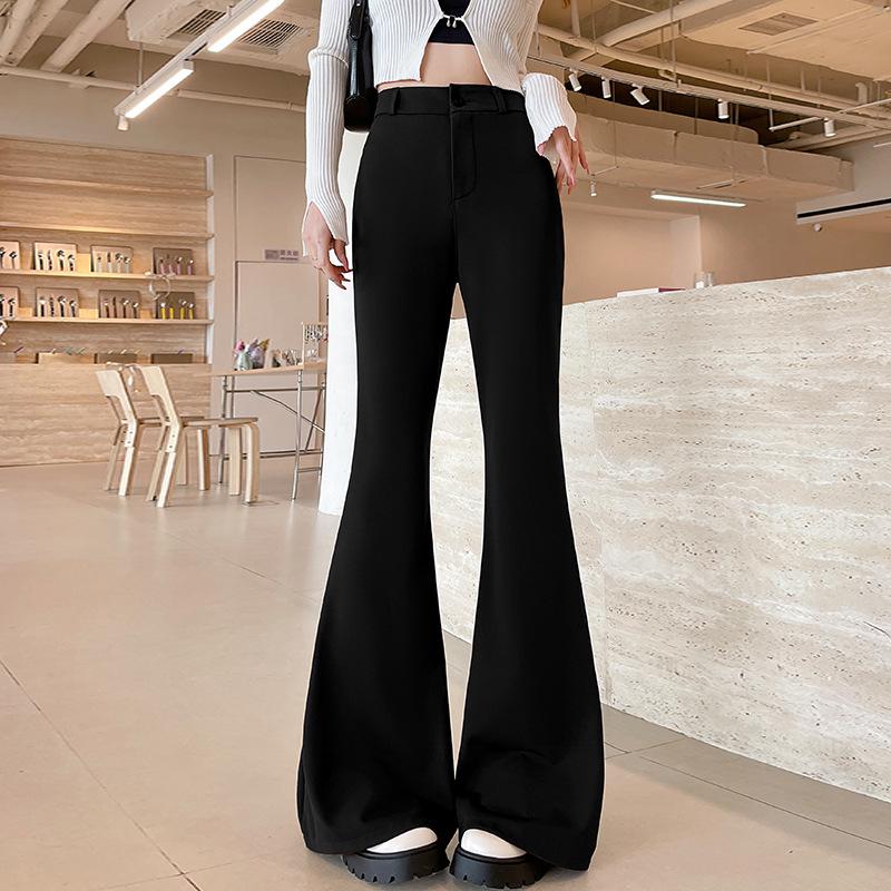Women's High Waist Black Flare Suit Pants