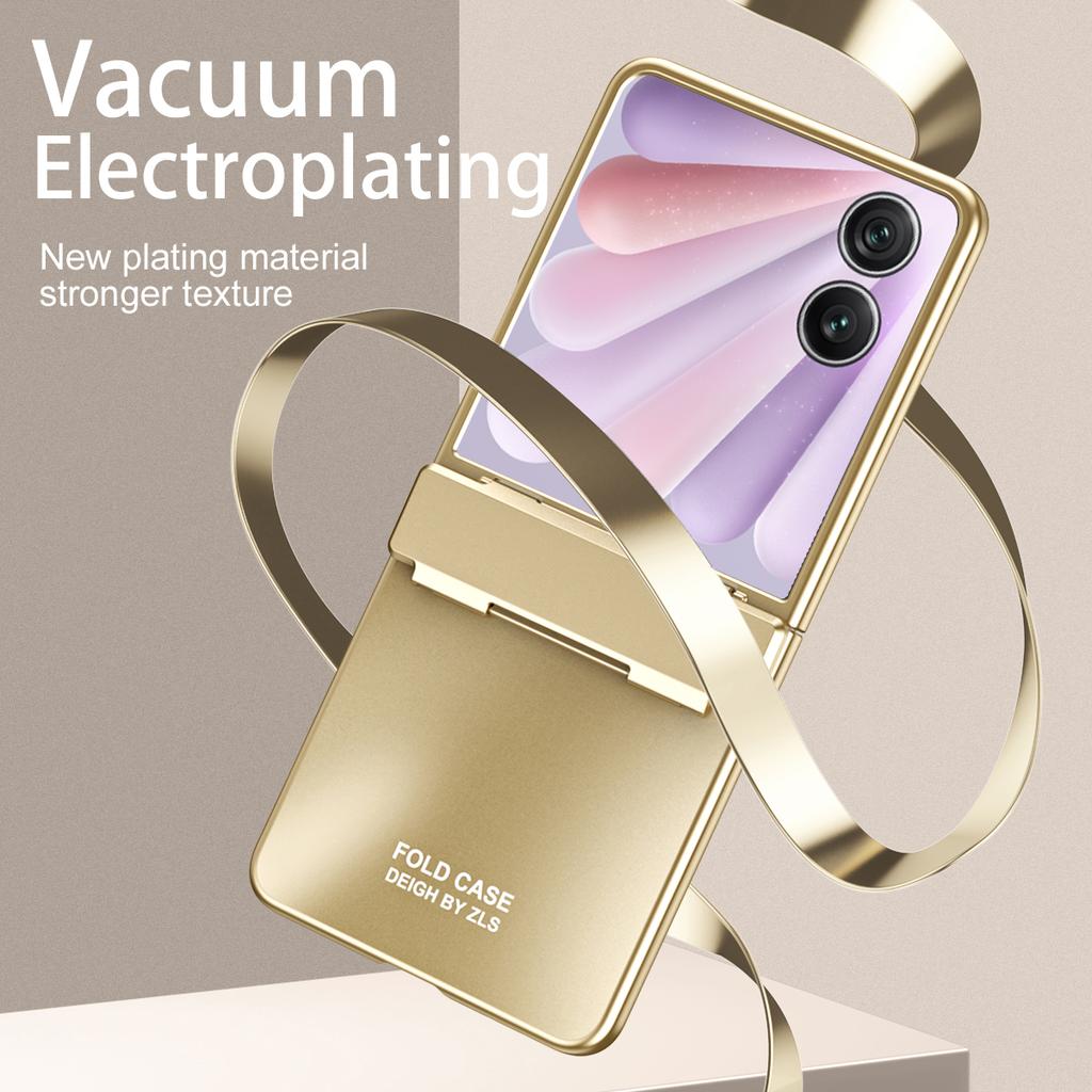 For Honor Magic V Flip 2 Case Electroplating Hard PC Protective Phone Cover with Screen Protector