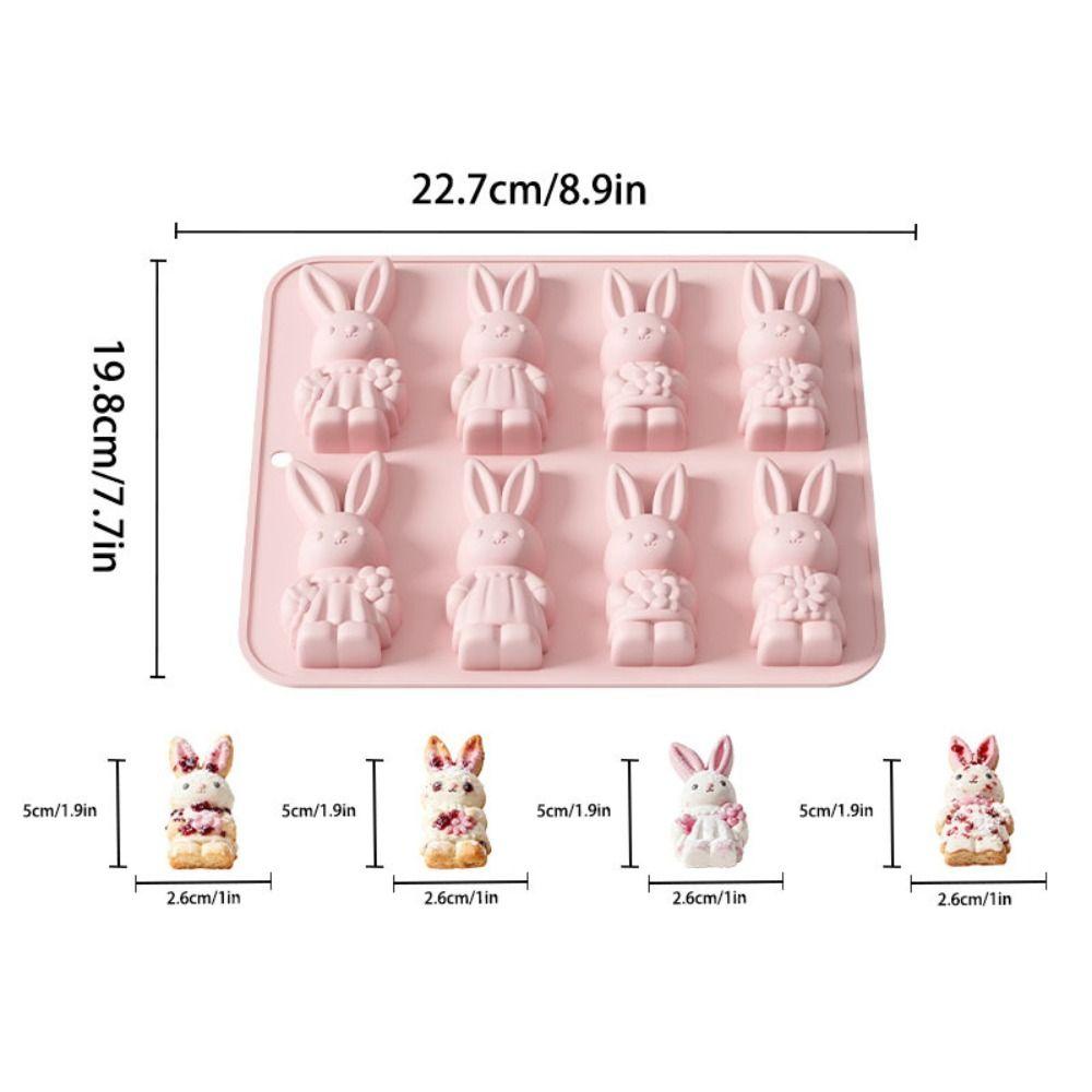 Non-Stick Bunny Muffin Pan Food Grade Silicone Chocolate Molds Cute Easter Bunny Molds  DIY Crafts