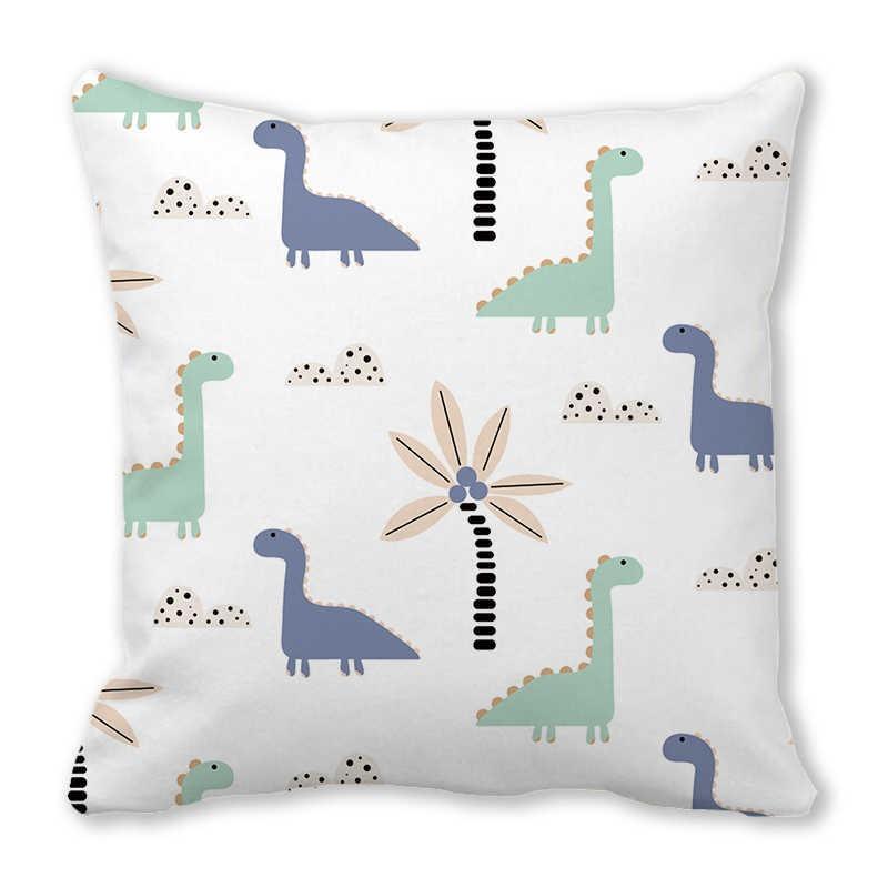 Office Sofa Car Cushion Cover Luxury Home Decoration Pillow Cover Cute Cartoon Little Dinosaur Animal Pattern