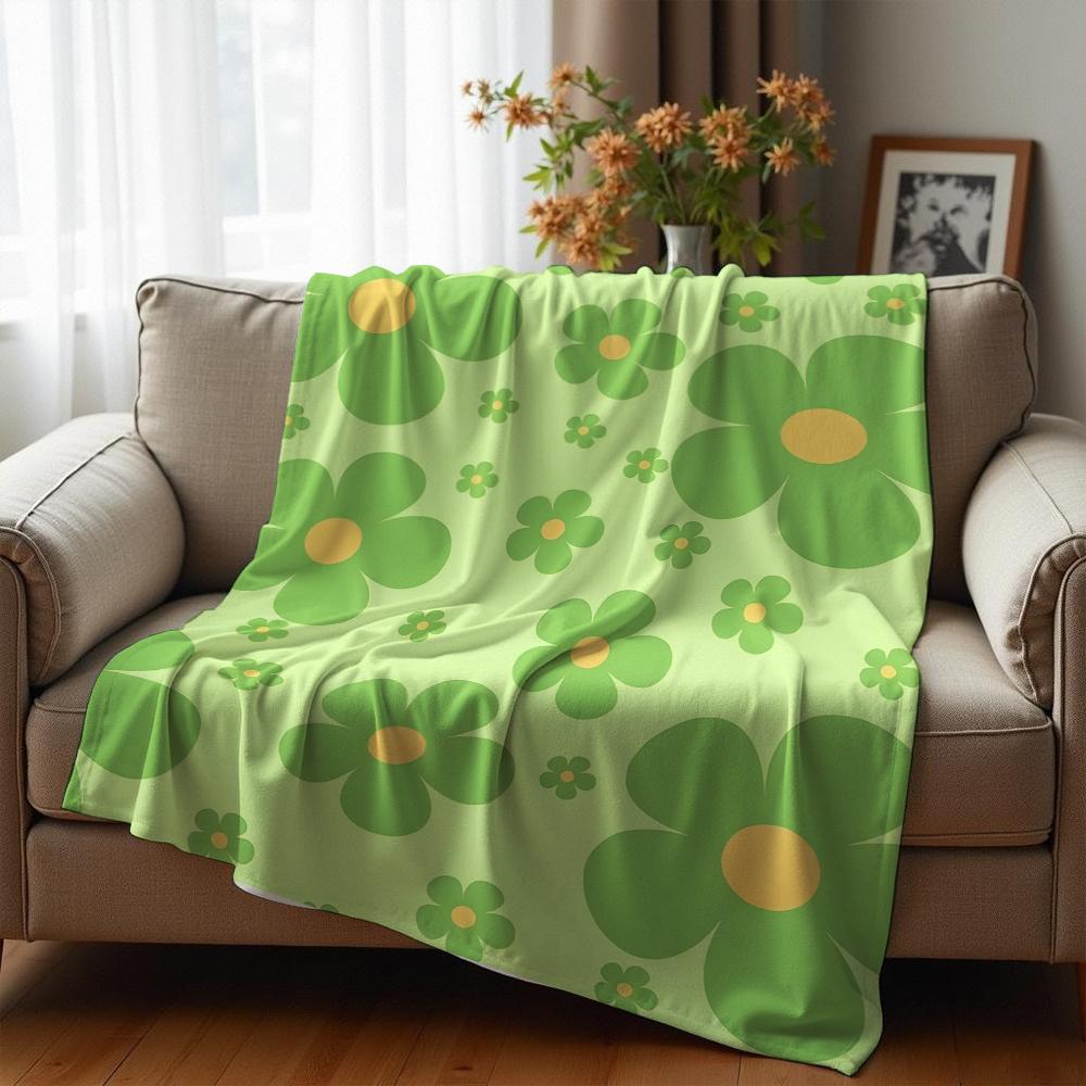 Mint Cute Mix Cartoon Sticker Cartoon Anime Print Flannel Blanket Soft Warm Throw for Kids Bedroom Sofa Christmas Office Car