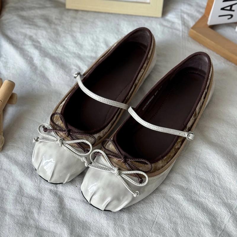 Designer Silvery Women Flats Shoes Concise Round Toe Eelgant Soft Sole Mary Jane Shoes