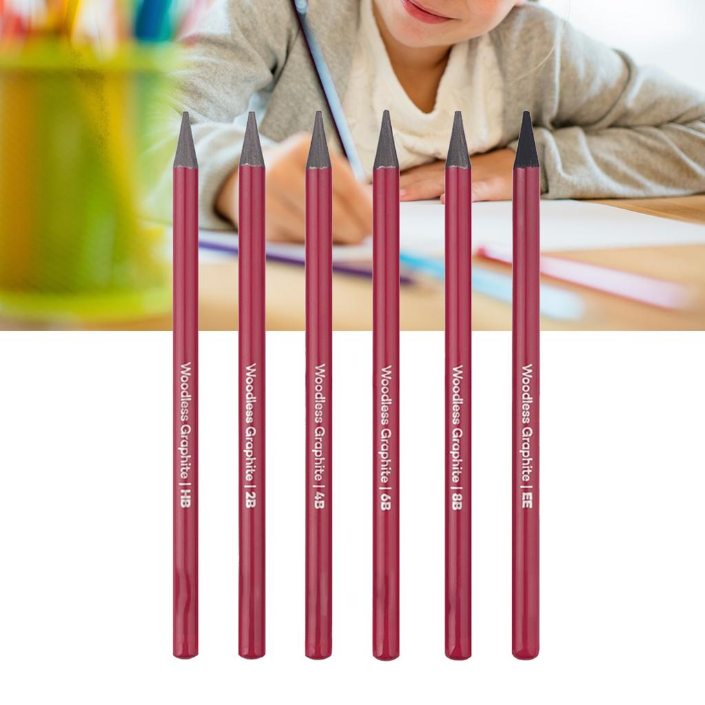 6 PCS Graphite Pencil Set HB 2B 4B 6B 8B EE Professional Woodless Graphite Pencils for Drawing Sketching Shading
