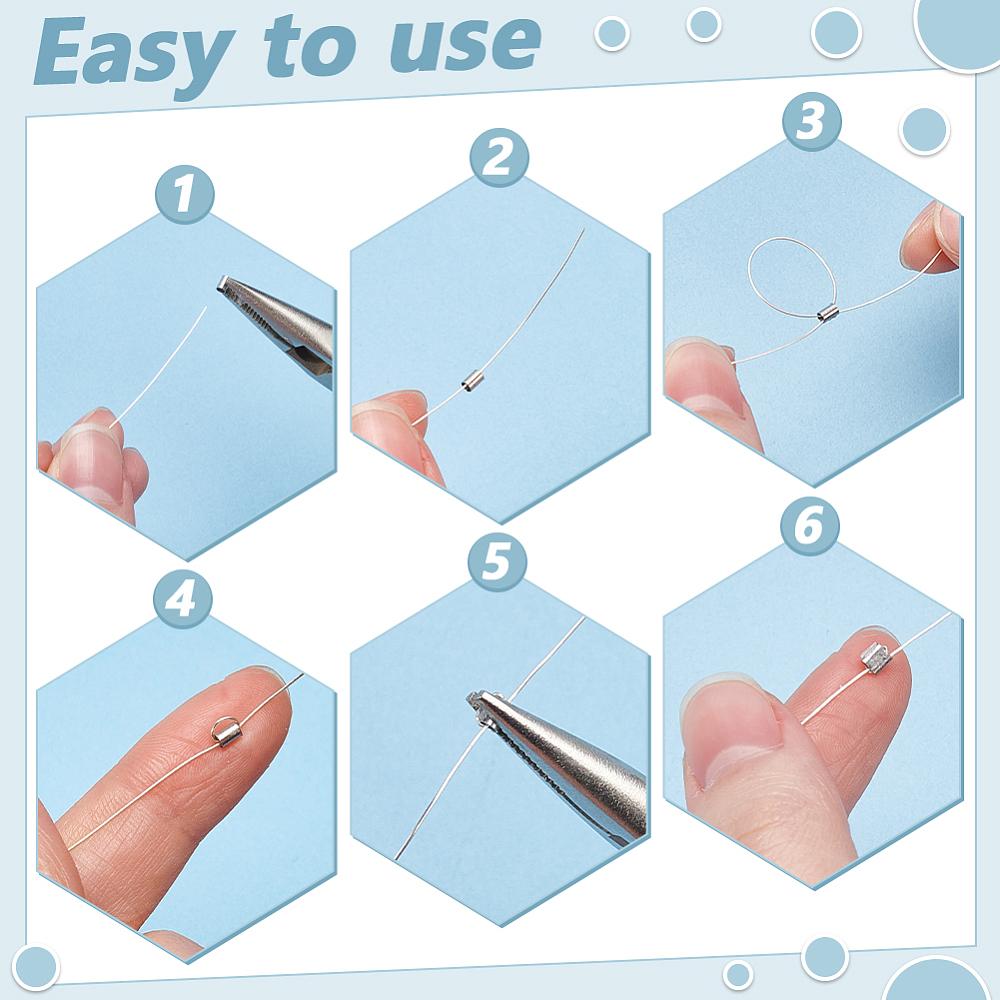 300Pcs 201 Stainless Steel Crimp Beads, Column, Stainless Steel Color, 3x2mm, Hole: 1.5mm