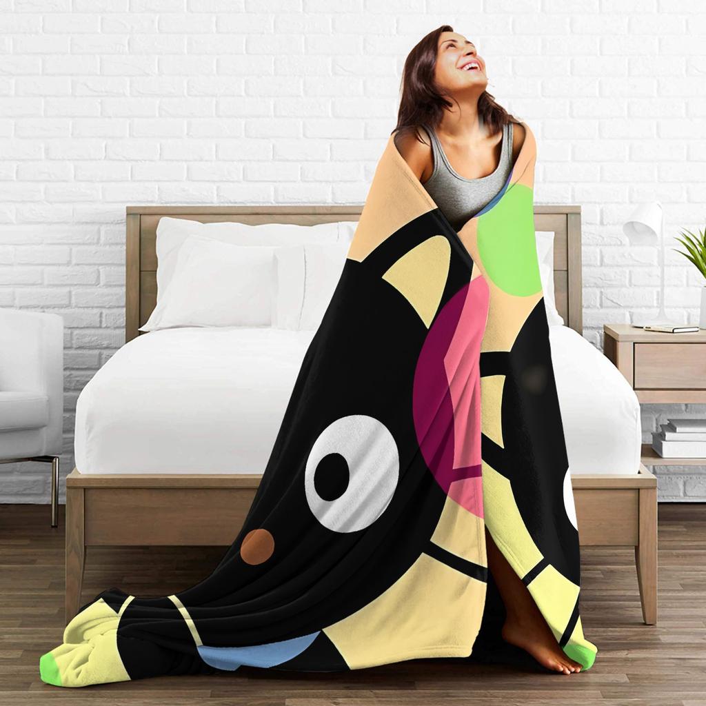 Cute Chococats Blanket Quality Warm Black Cat Throw Blanket Winter Boy Girl Couch Chair Pattern Bedspread