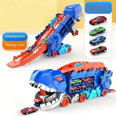 Hrací sada s dinosauří dráhou a úložným prostorem, posuvná auta pro děti ve věku 4-6 let