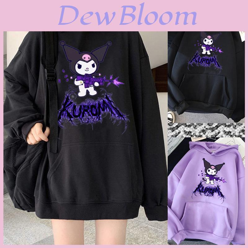 Kawaii Kuromi Hoodie With Grunge Gothic Punk Cartoon Print For Harajuku Fashion