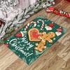 Festive Green Christmas Rug with Gingerbread Men, Merry Christmas Print Mat, Non-Slip Holiday Carpet for Living Room, Decor