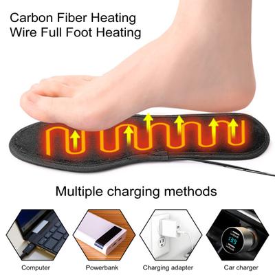 1 par de plantillas calefactoras eléctricas USB para hombre y mujer, lavables, térmicas, para clima frío, para invierno, para exteriores, caza, camping, esquí, calentador de pies, almohadilla calefactora para zapatos