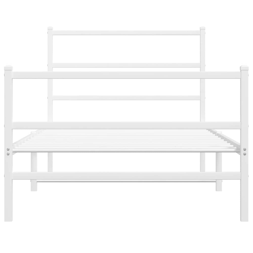 Metal Bed Frame with Headboard and Footboard White 100 x 200 cm