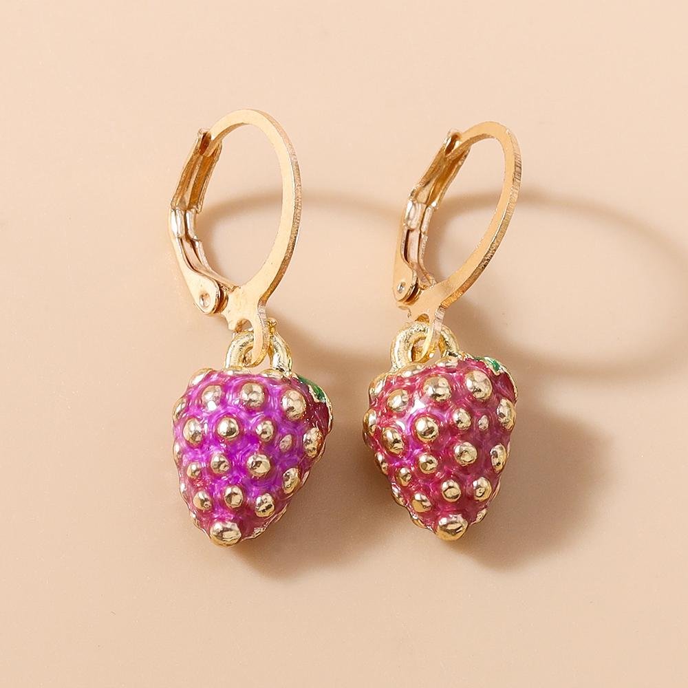 Cute Simulation Fruits Earrings for Women Grape Strawberry Apple Drop Earrings Girls Jewelry Gift