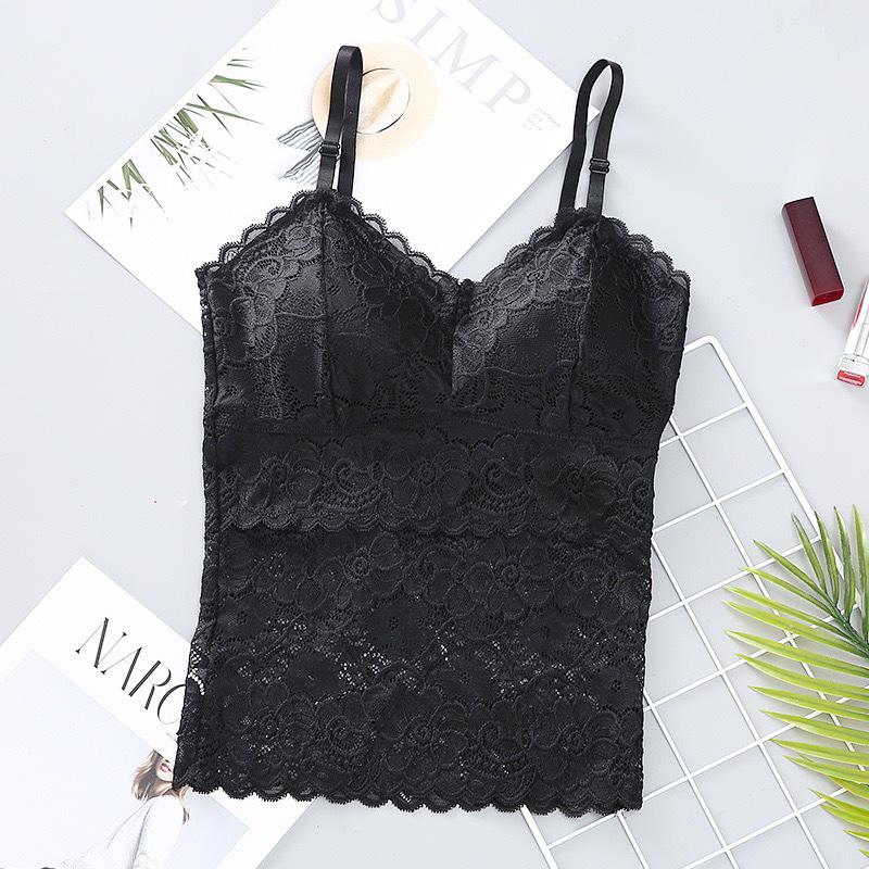 

Длинная майка с кружевной отделкой и съемными подушечками для бюстгальтера Medium