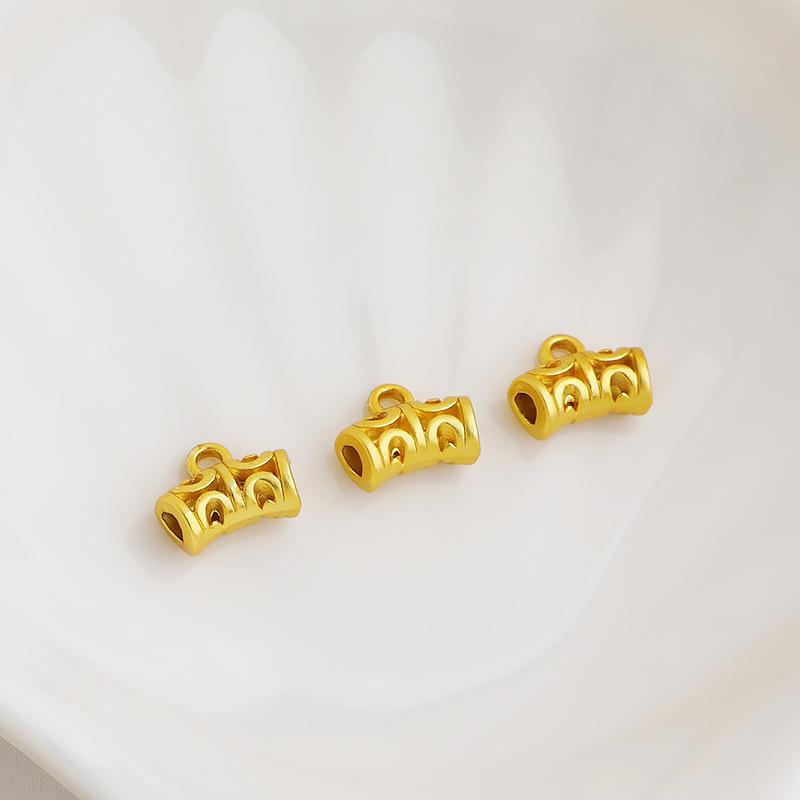 Gold-Plated Sand Gold Hollow Bracelet Necklace with Curved Tube, Pendant, and DIY Beading Rope Material.