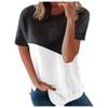 Women's Casual Fashion Short-Sleeved Stitching Round Neck Pullover Thin T-shirt