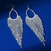 New Korean super flash high-end rhinestone claw chain earrings, atmospheric water drop temperament exaggerated bridal fringed earrings