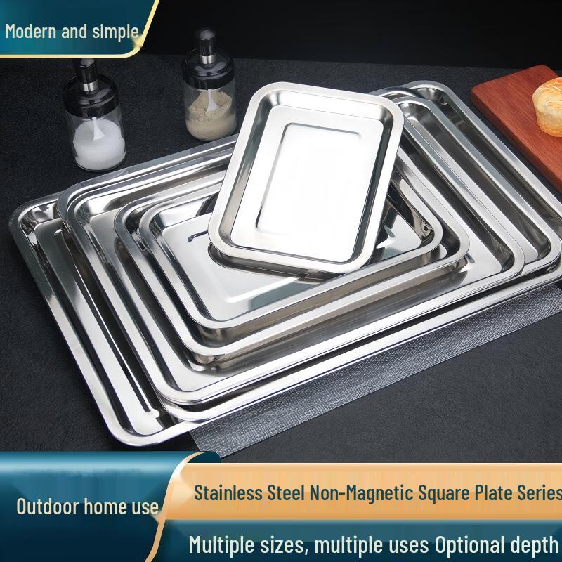 Diruien Stainless Steel BBQ Roasting & Grill Pan 40x30x2cm (0.8mm Thick)