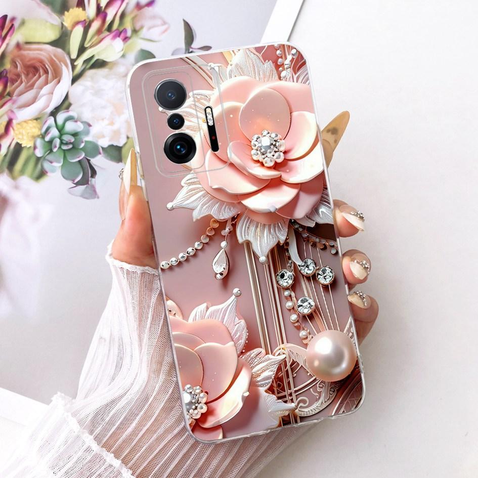 For Xiaomi 11T Pro 5G Case Transparent Silicone Fashion Flower Cover For Xiomi Xiaomi Mi 11 Pro Bumper Mi11T Mi11 Phone Case New