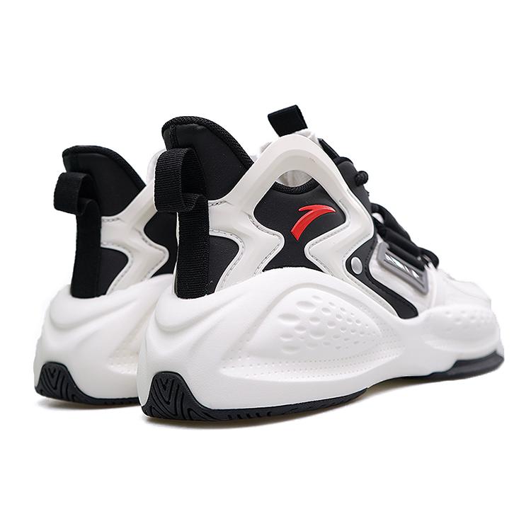 Anta Bastard 2.0 Textile, Synthetic Leather Breathable Mid top Skateboard Shoes Men's Black White Red 112038081-5