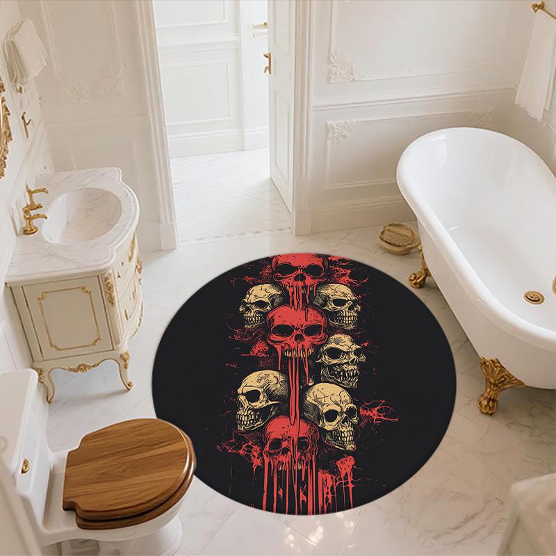 Pile of Skulls,Round Area Rug,Carpet Rug for Living Room Bedroom Sofa Playroom Decor,Non-slip Floor Mat