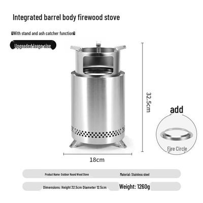 ZISIZ Stainless Steel Portable Wood Burning Stove