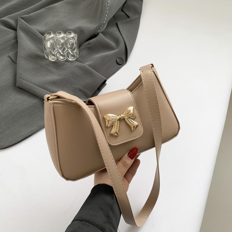 

2024 summer new casual Korean version French bow beautiful armpit bag shoulder bag foreign commuter small satchel хакі
