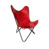 Vintage Leather Living Room Butterfly Chair Red Leather Butterfly Chair Cover with Powder Coated Black Folding Frame 100% Premium Quality