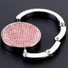 Round Rhinestone Folding Handbag Hook - Elegant Metal Purse Hanger