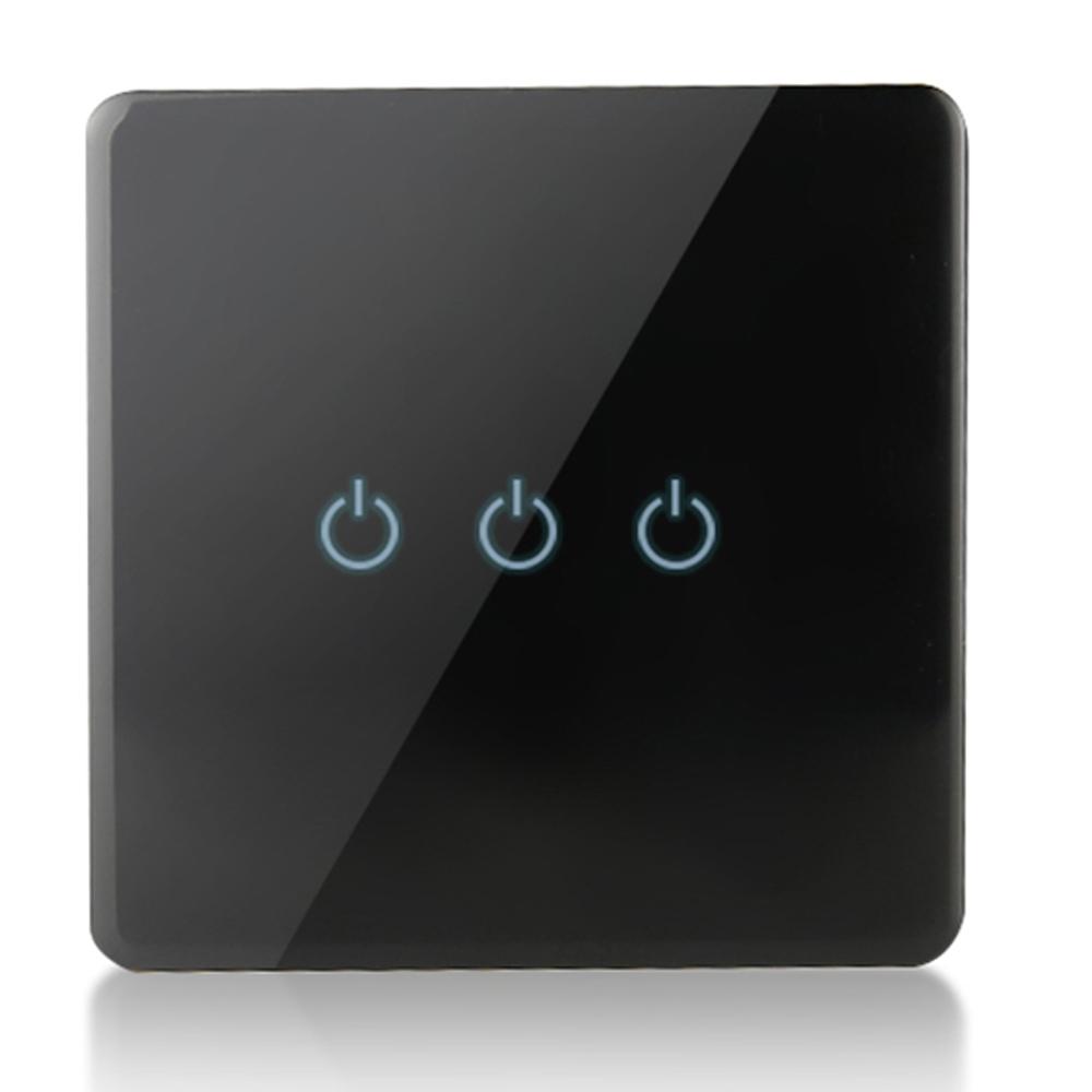 3 Gang Toughened Glass Frame for Version Smart WiFi 10A Touch Wall Switch for Smart Home