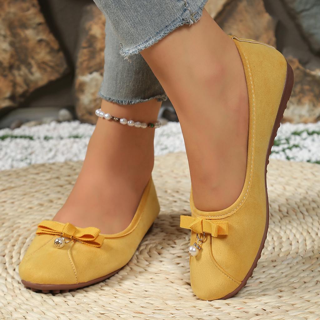 Fashion Women Ballet Flats Shoes Slip on Flat Comfortable Sneakers Women Casual Retro Bow Shoes Women Round Toe Shallow Mouth Loafers