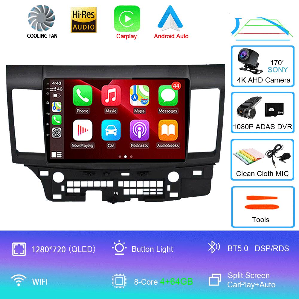 Android 14 For Mitsubishi Lancer 10 CY 2007-2012 10Inch Car Radio Stereo Audio GPS Player Carplay Auto Screen WIFI+4G