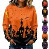 Damen Lässiger Langarm Halloween Print Rundhals Sweatshirt Top