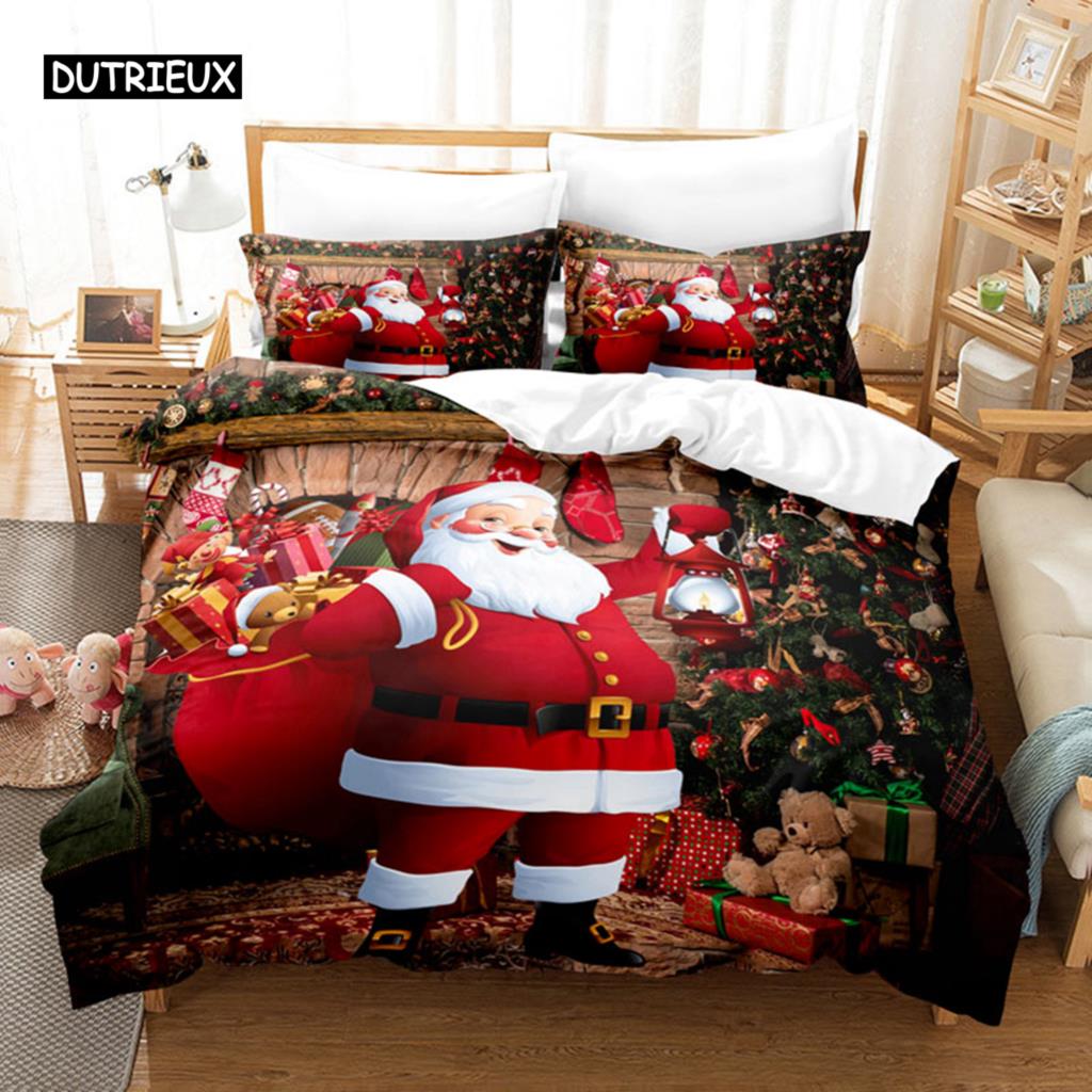 Christmas Snow Cartoon Deer Bedding Set Christmas Duvet Cover Set Comfortable Breathable Duvet Cover Christmas Xmas Gift