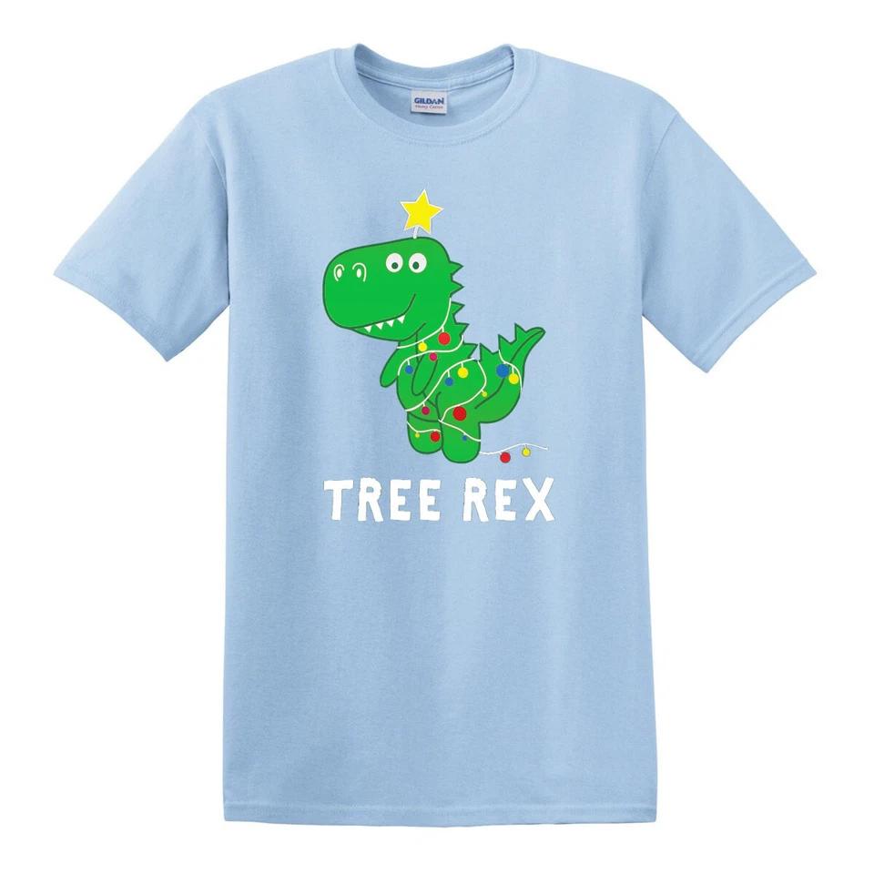 Christmas Tree Rex T-Shirt Tea Rex Dinosaur Lights Xmas Gift Funny T-shirt Top 6 4XL