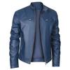 High-quality Men's Motorcycle Leather Jacket, Windproof Stand-up Collar Leather Jacket for Men