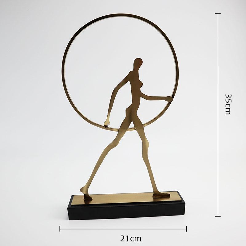 Metal Figure Sculpture Abstract Geometric Border Walking Figure Hollowed-out Metal Figurine Home Decoration Accessories